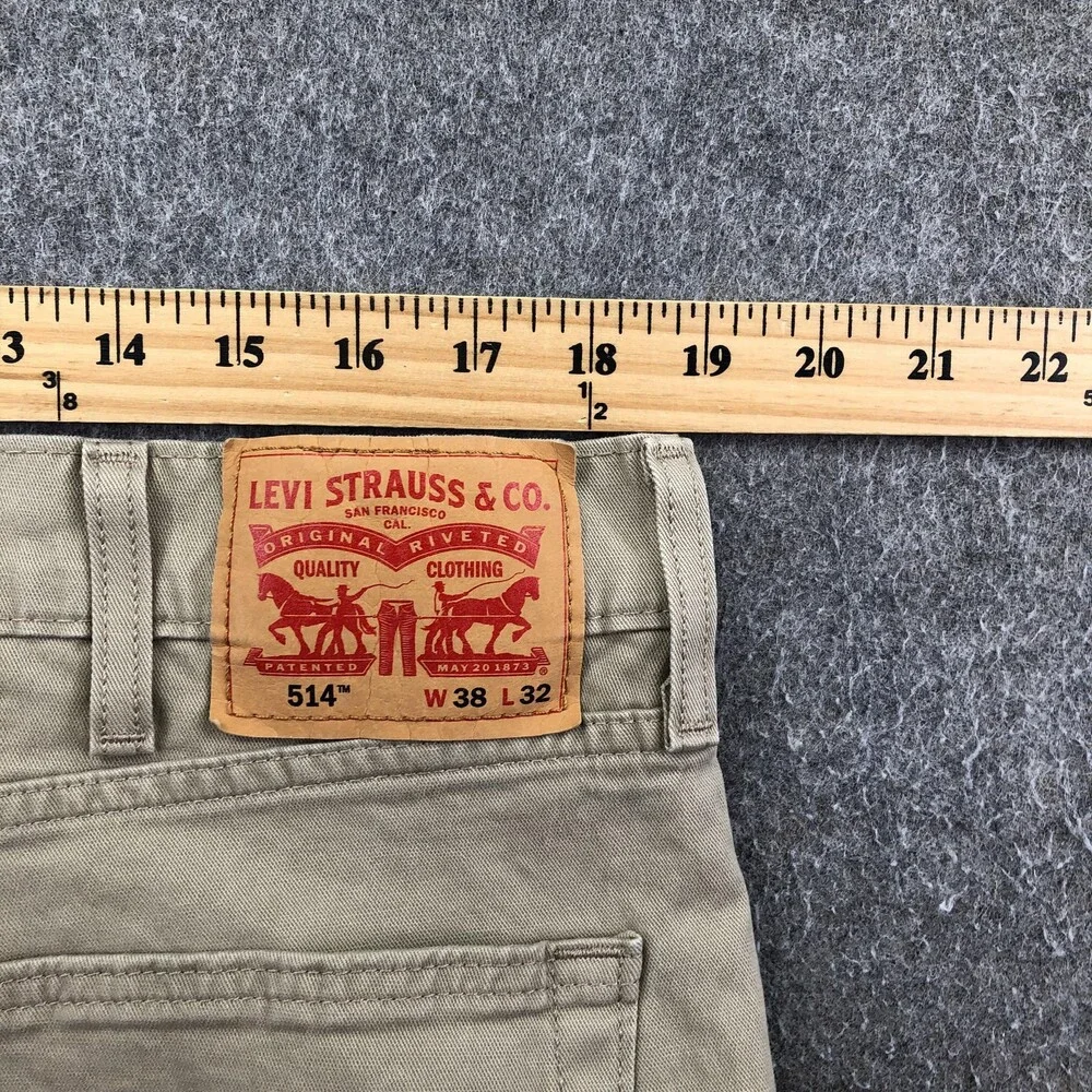 Levis 514 Jeans Mens 38x32 Beige Light Wash Regular Straight Denim Pants Casual